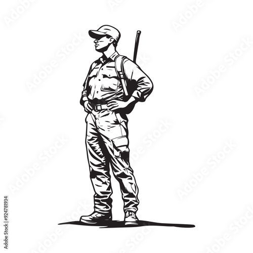 Forest Ranger standing Vector Images. Forest Rangers Stock Illustrations