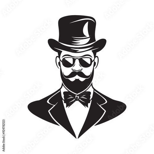 Gentleman logo template design. man with hat image, sign and symbol. 