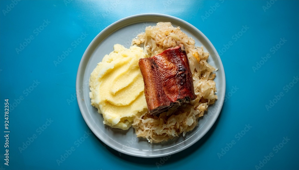 German Kasseler with sauerkraut and mashed potatoes German Kasseler with sauerkraut and mashed potatoes