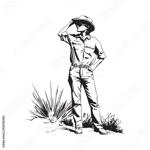 Female Park Ranger Stock Illustrations on white background