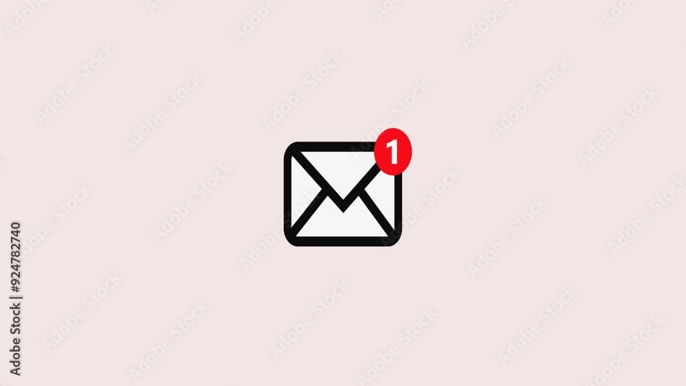 envelope icon in white screen. message alert, incoming notification, Sending mail sign, Email notification symbol, Envelope line, new email inbox notification animation.