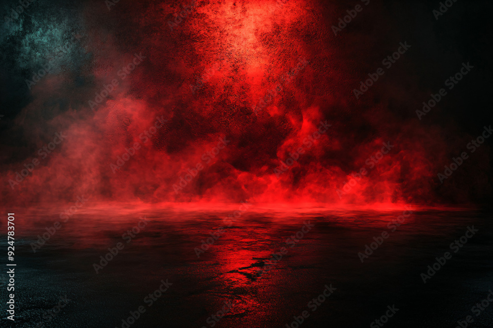 Red Fog and Light on Dark Concrete Background. Red Fog and Light on Dark Concrete Background.