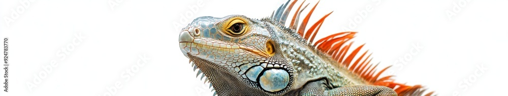 Fototapeta premium Adorable Iguana Portrait on White: A Conceptual Celebration of Pet Exoticism and Natural Beauty, single element, single object, material, vector material, illustration