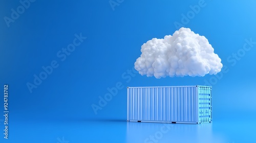 Wallpaper Mural Cloud technology concept with a cloud floating above a shipping container on a blue background, symbolizing cloud storage and computing. Torontodigital.ca