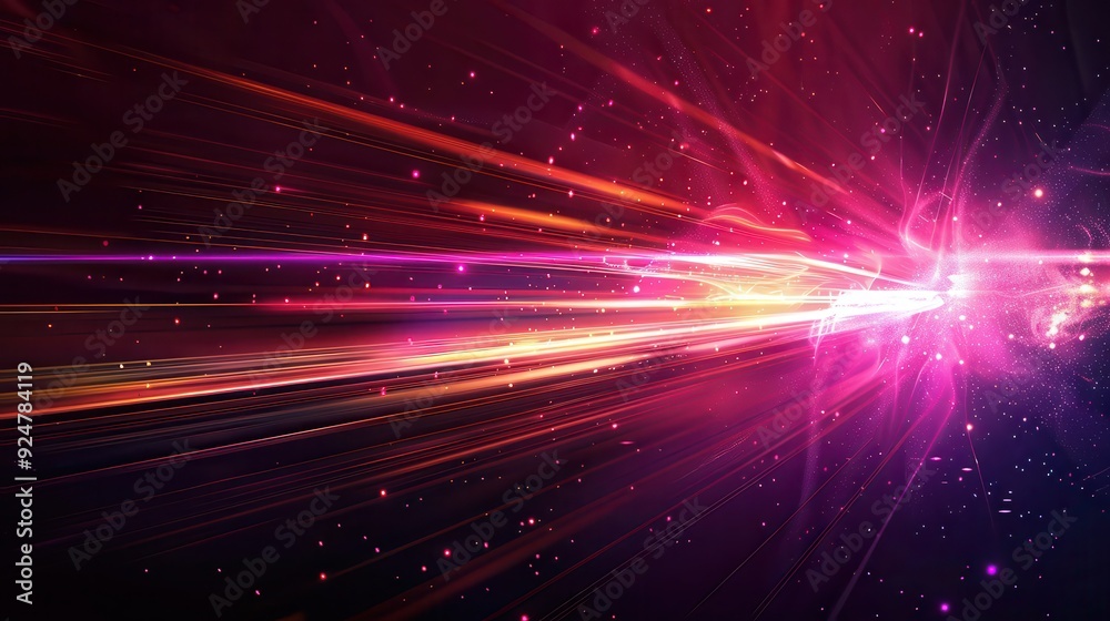 Naklejka premium Streaks of Light: Abstract Art with Beautiful Glowing Beams on Dark Background