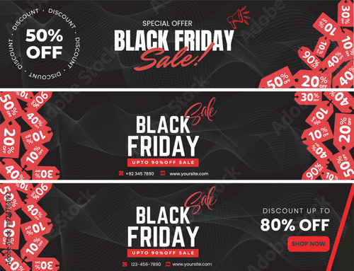 Black Friday Big Discount banner, LinkedIn Banner, Web Ads Design Vector