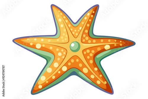 A Cartoon Illustration of a Starfish with Orange and Yellow Spots