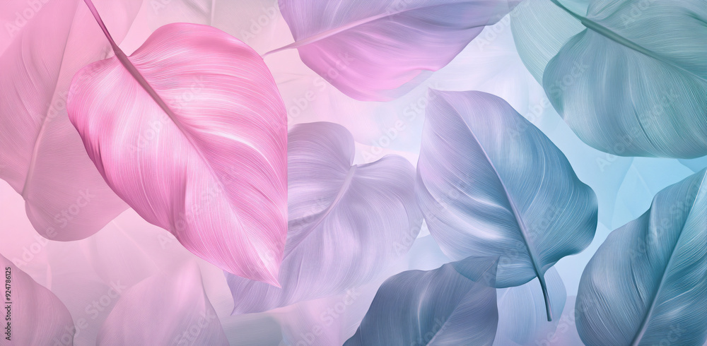Pastel Tropical Leaf Background. Pastel Tropical Leaf Background.
