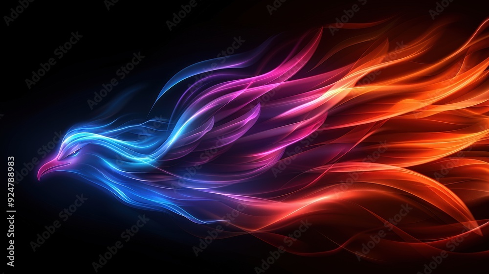An ethereal phoenix in a burst of vibrant light An ethereal phoenix in a burst of vibrant light