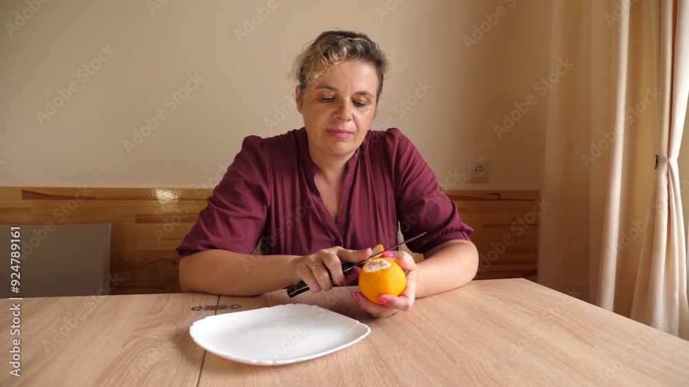 The orange is peeled by hand. Vitamin diet. The orange is peeled by hand. Vitamin diet.