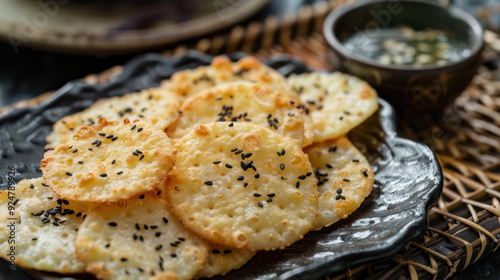 Crispy Rice Crackers With Sesame Seeds