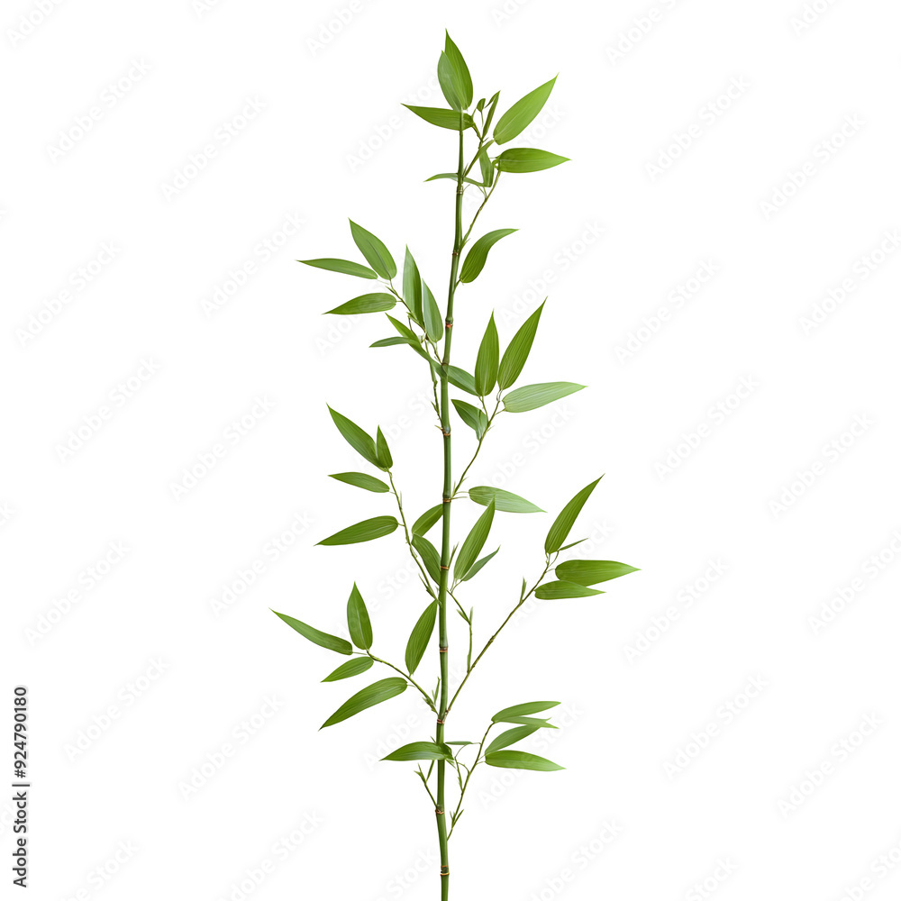 Stunning Isolated Japanese Bamboo Stalk on Plain White Transparent Background PNG