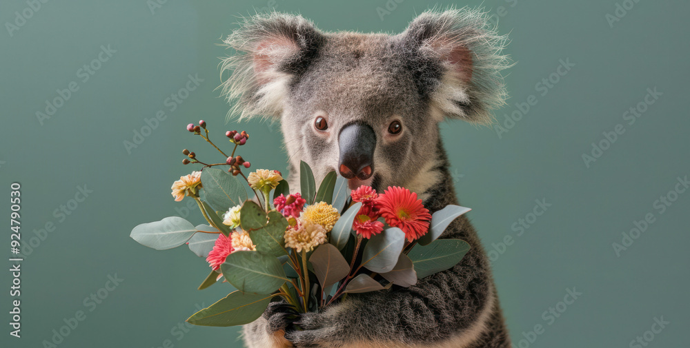 Koala Holding Flowers