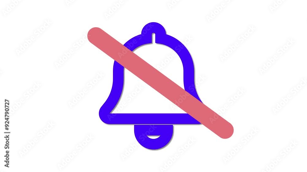 No sound bell icon. Bell icon warning animation. Stop bell icon on white background. No noise sign or silent mood. No sound bell icon. Bell icon warning animation. Stop bell icon on white background. No noise sign or silent mood.