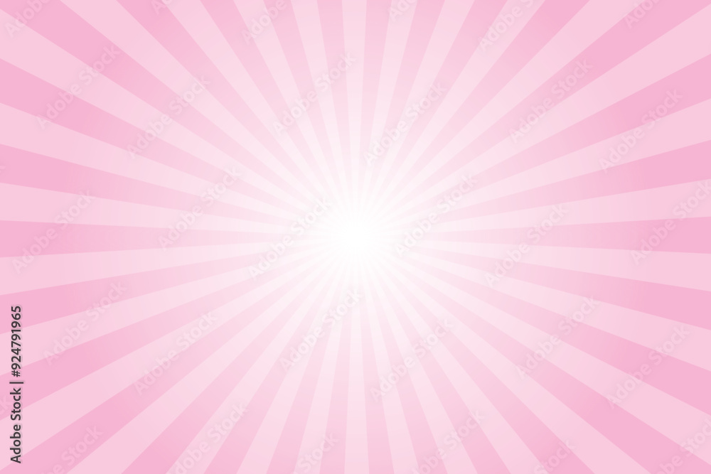 Pink background with white sun ray. Pattern of starburst. Abstract light hot pink texture with light of sunburst. Radial beam of sunlight. Retro background with flash. Design of sunbeams. Vector. Pink background with white sun ray. Pattern of starburst. Abstract light hot pink texture with light of sunburst. Radial beam of sunlight. Retro background with flash. Design of sunbeams. Vector.