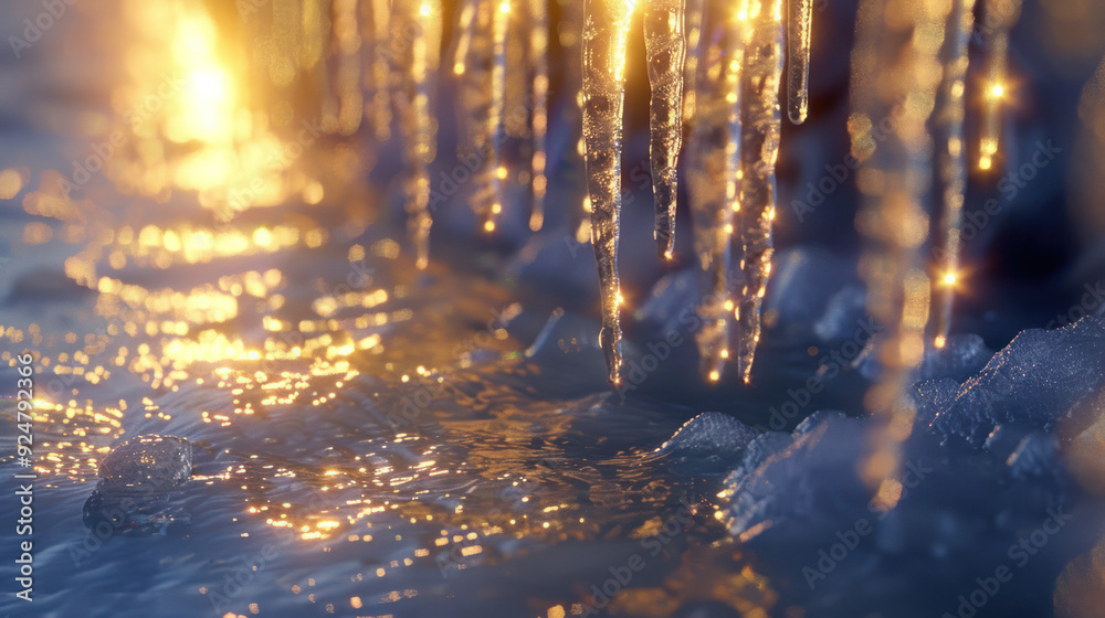 Icicles Reflecting Sunset Icicles Reflecting Sunset