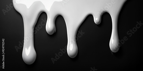 Thick white liquid dripping down a black surface