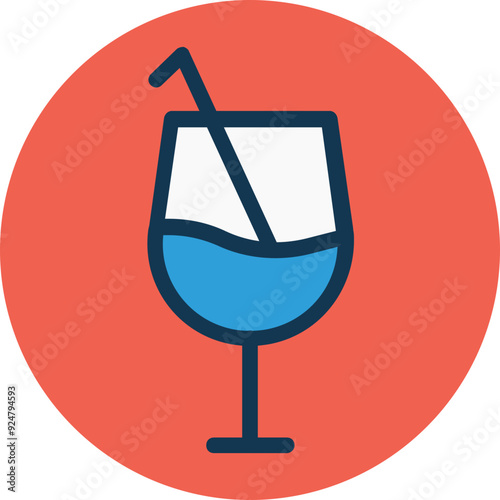 Cocktail vector icon in rounded style 