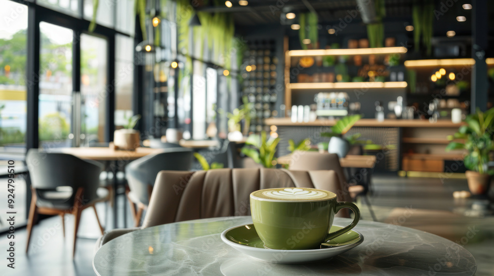Matcha Latte in a Modern Cafe Matcha Latte in a Modern Cafe