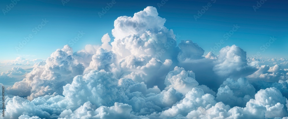 An Airplane Window View Showing The Vibrant Blue Sky And White Clouds An Airplane Window View Showing The Vibrant Blue Sky And White Clouds