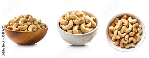 cashew nut in the bowl, on transparent background