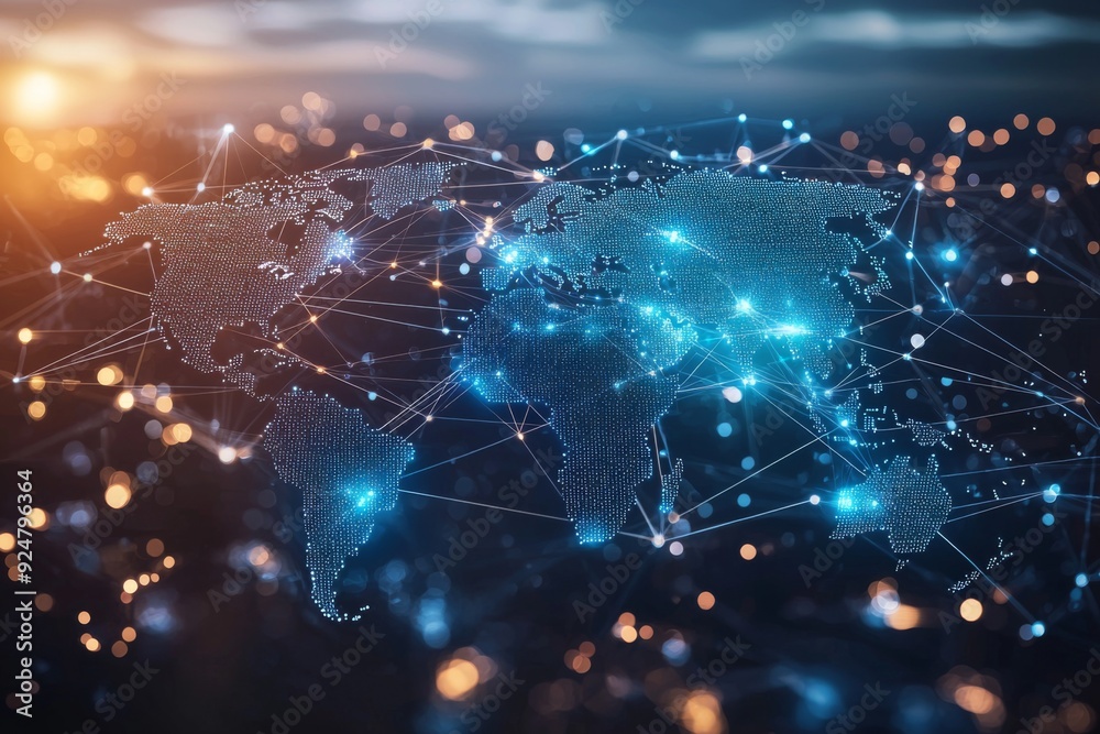 Global Digital Business Network Connection Illustration created with Generative AI Global Digital Business Network Connection Illustration created with Generative AI