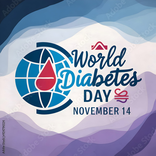 The world diabetes day logo on a colorful background