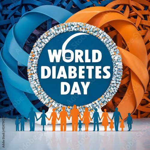 A group of people standing in front of a circle with the words world diabetes's day