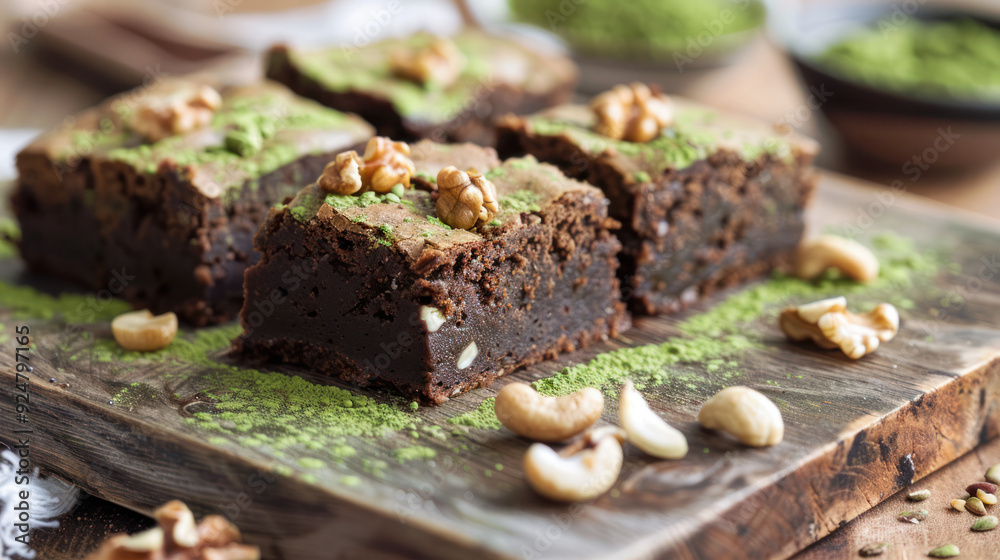 Vegan Matcha Brownies With Nuts Vegan Matcha Brownies With Nuts