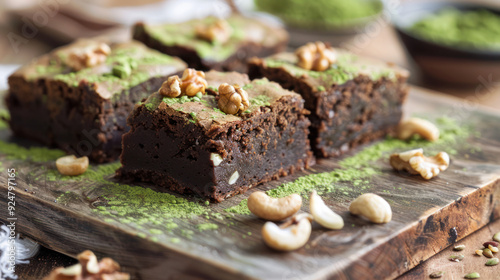 Vegan Matcha Brownies With Nuts