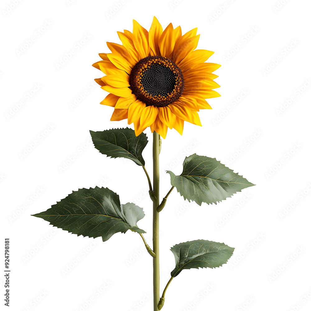 Obraz premium Detailed Photograph of a Radiant Sunflower on Plain White Transparent Background PNG