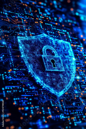 Digital environment and lock cyber-security concept background graphic