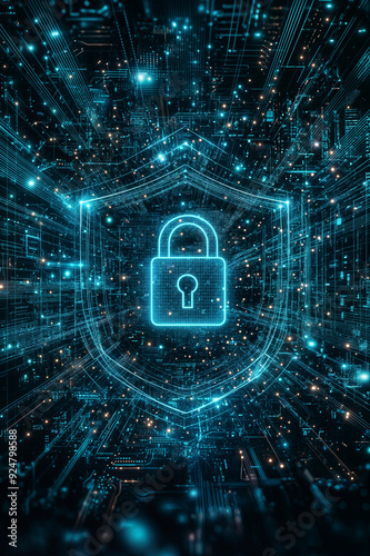 Digital environment and lock cyber-security concept background graphic