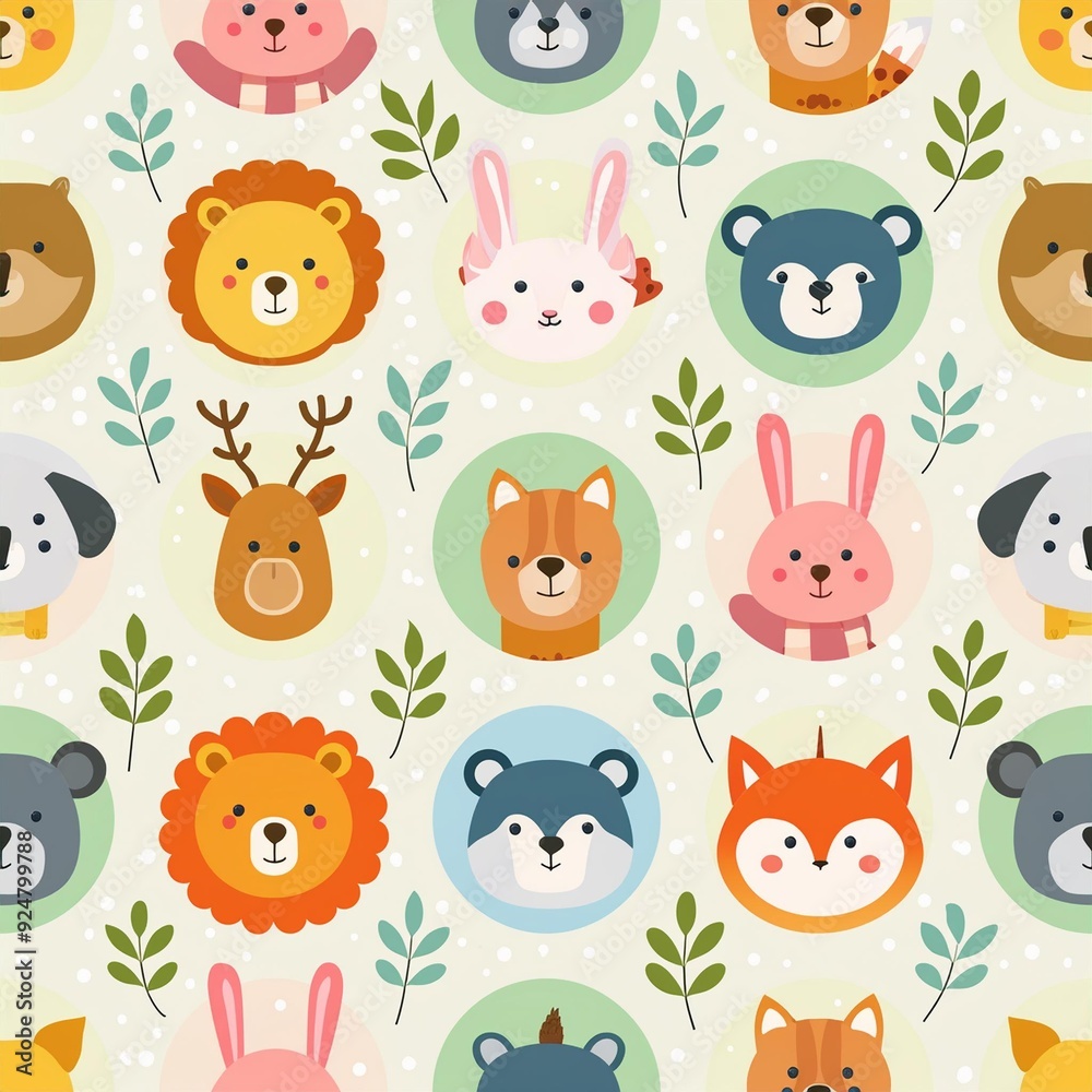 seamless pattern with animal faces seamless pattern with animal faces