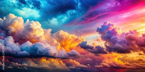 Vibrant clouds in a colorful sky , vibrant, clouds, colorful, sky, nature, beauty, vibrant colors, bright, peaceful