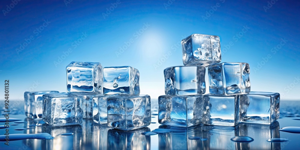Ice cubes against a clear blue sky , ice cubes, blue sky, cold, refreshing, summer, chilled, frosty, cubes, background, cool Ice cubes against a clear blue sky , ice cubes, blue sky, cold, refreshing, summer, chilled, frosty, cubes, background, cool