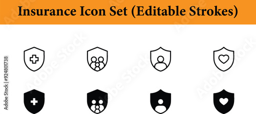 Comprehensive Insurance Icon Set (Editable Strokes)