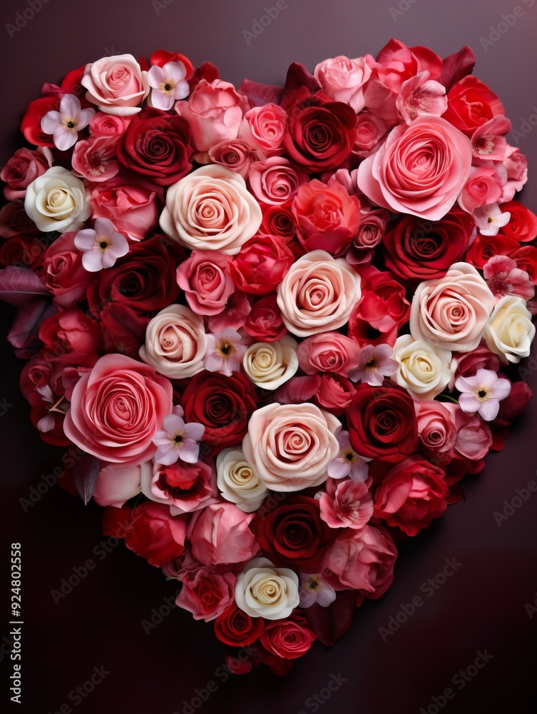 Vertical top view red and pink rose love and wedding decoration Valentines day background Vertical top view red and pink rose love and wedding decoration Valentines day background