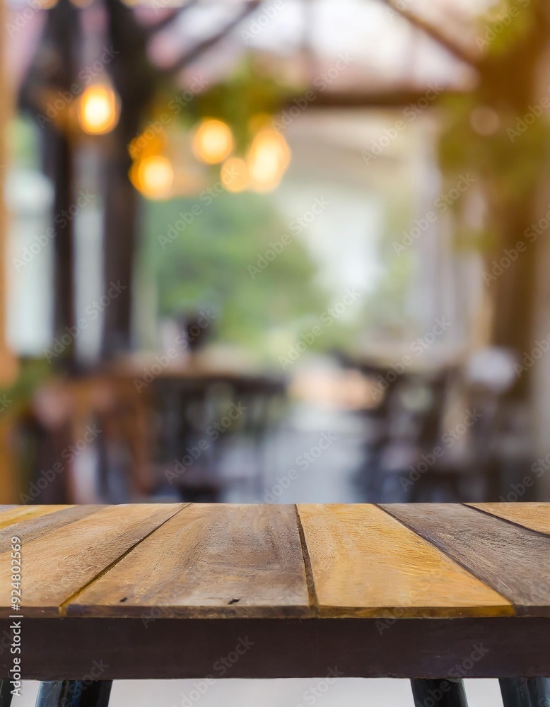 Coffee Shop Glow: Wooden Table with a Soft Focus Backdrop Coffee Shop Glow: Wooden Table with a Soft Focus Backdrop