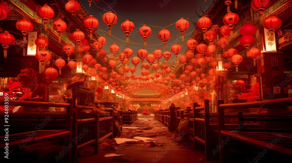 Obraz premium Chinese New Year Lantern &nbsp;in china town Chinese New Year in festival Lantern celebration.