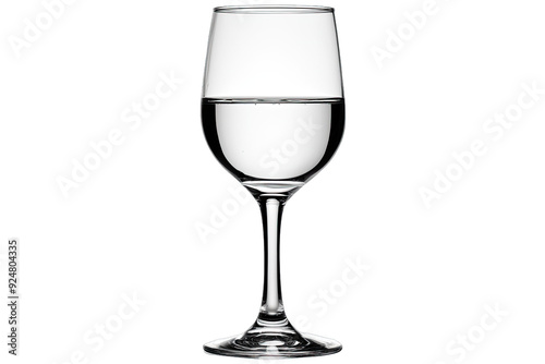 A clear wine glass filled with pure water, reflecting light beautifully. Perfect for showcasing refreshing beverages.