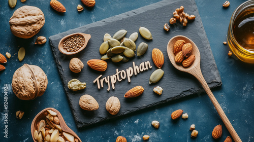 A photo of various nuts and seeds with 