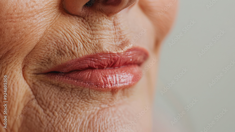 Obraz premium Close-Up Of Senior Woman's Lips