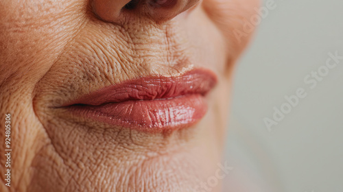 Close-Up Of Senior Woman's Lips photo