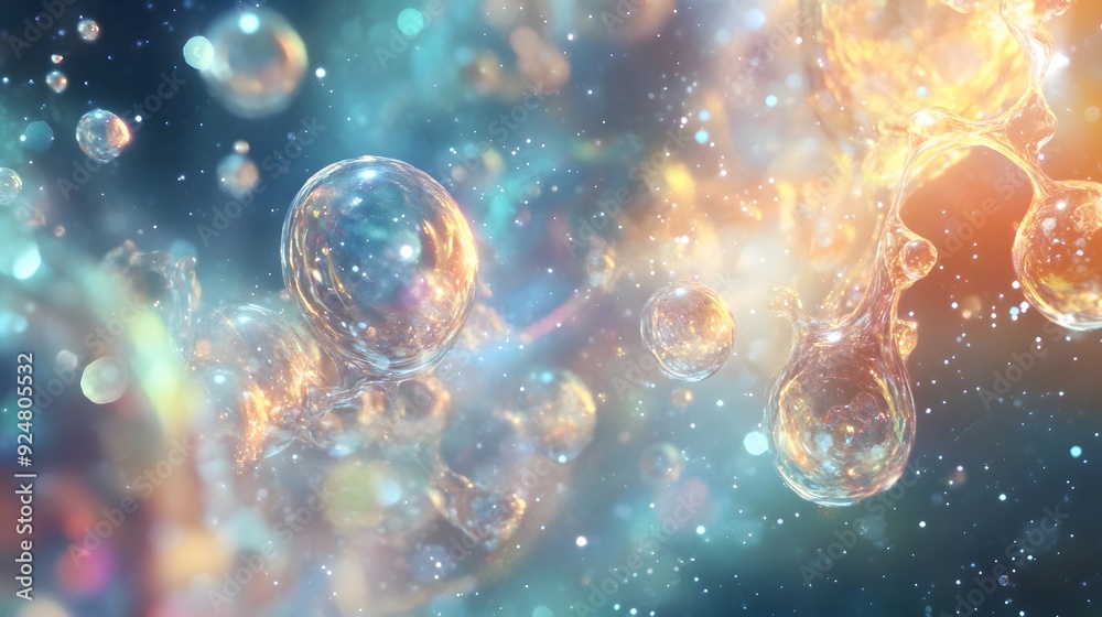 17. A celestial array of glowing particles and translucent shapes, set against a clear background 17. A celestial array of glowing particles and translucent shapes, set against a clear background