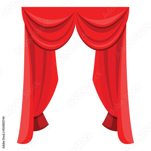 Illustration of Red silk curtain cover