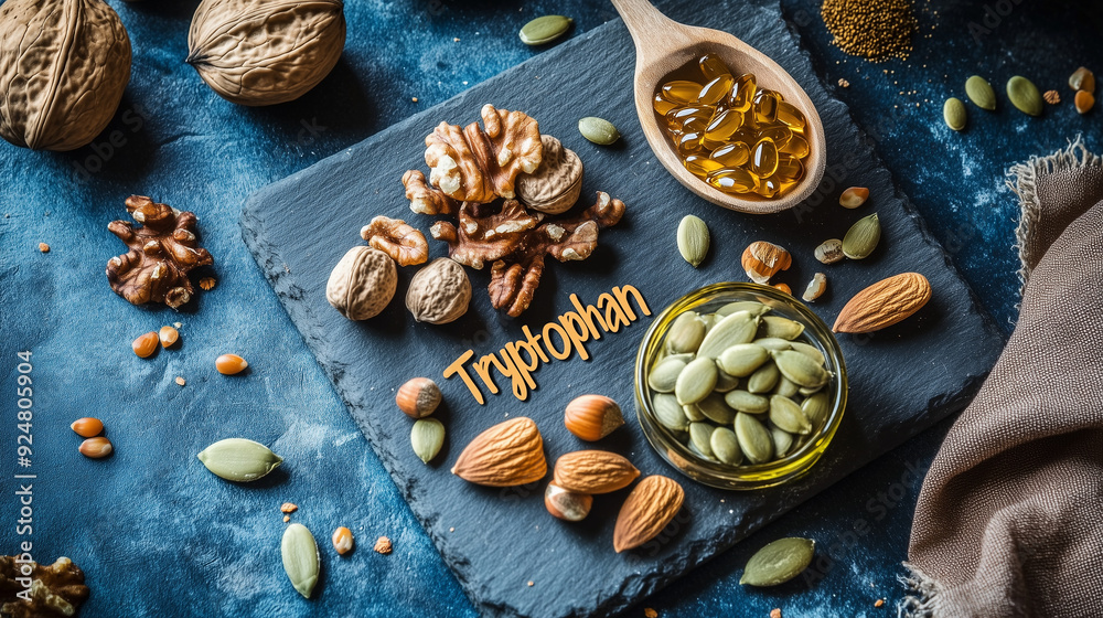 A photo of various nuts and seeds with A photo of various nuts and seeds with