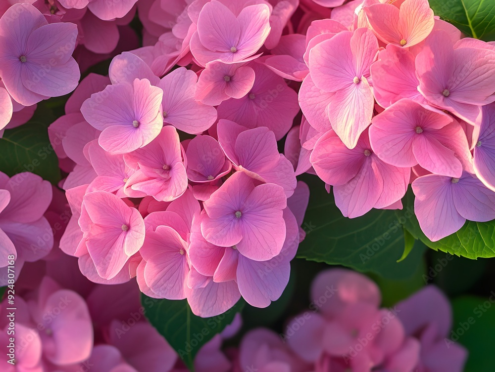 Close-up of pink hydrangea flowers background Close-up of pink hydrangea flowers background