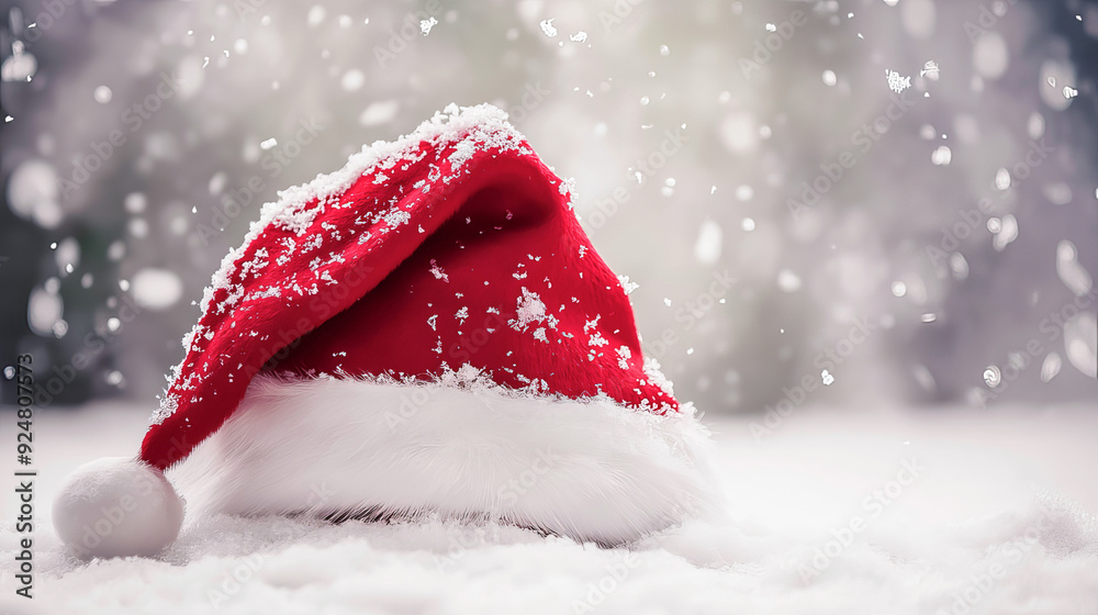 Red Santa Claus hat on white. Christmas concept. Red Santa Claus hat on white. Christmas concept.