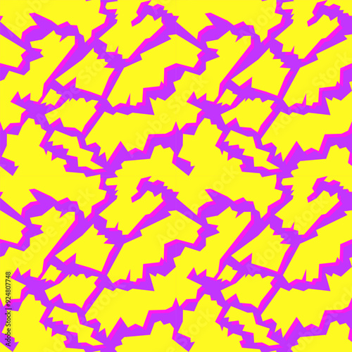 Abstract seamless spotted pattern. Bright pink and yellow background similar to the color of the animal: giraffe, jaguar, leopard. Repeating print for fabric, wrapping paper, textile